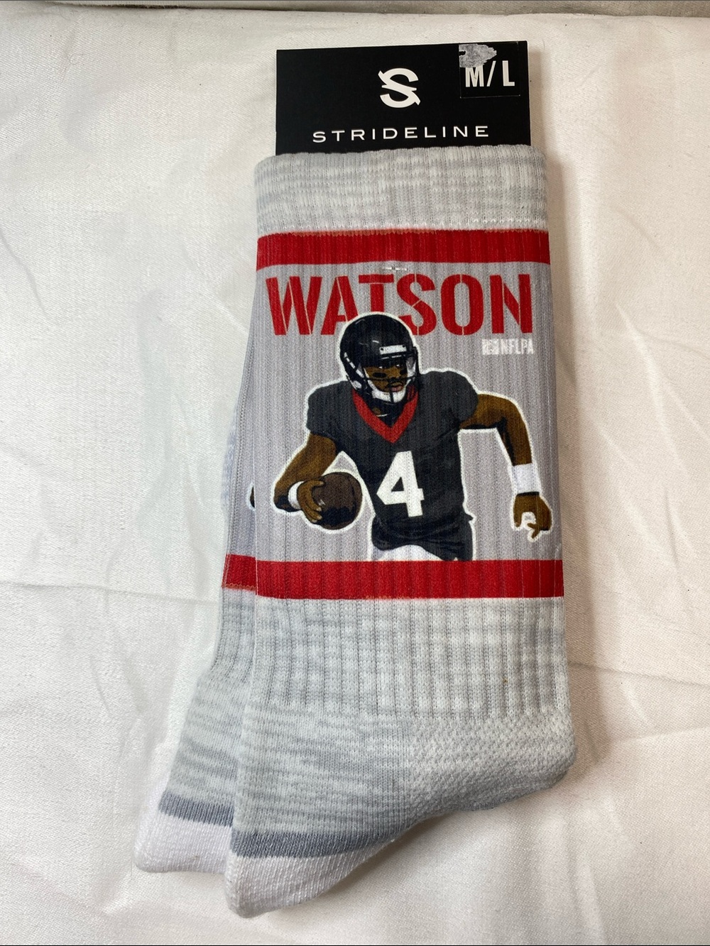 Deshaun Watson #4 Gray Crew Socks - NFLPA Strideline Size M/L